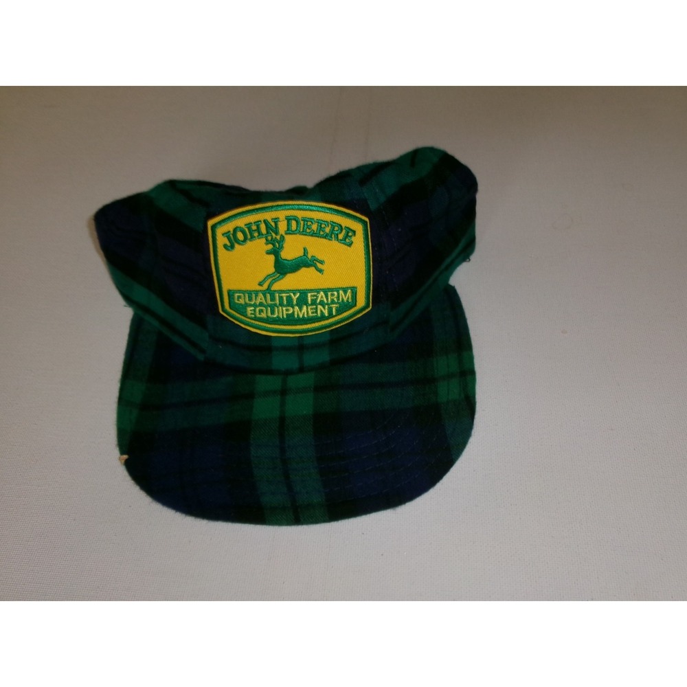 JOHN DEERE PLAID USA MADE 80S 90S SNAPBACK HAT CAP VINTAGE M3